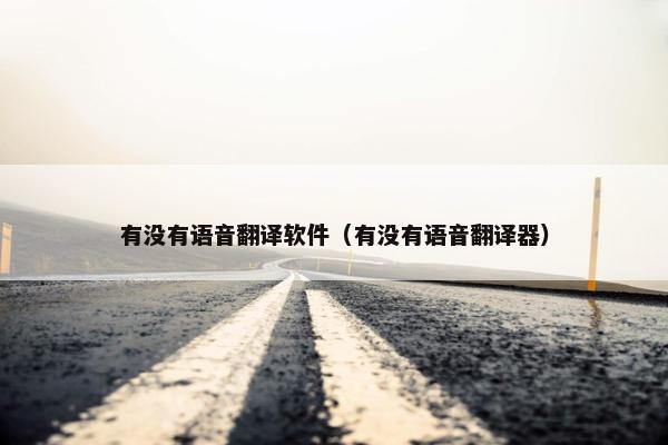 有没有语音翻译软件（有没有语音翻译器）