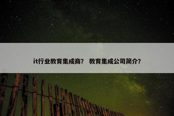 it行业教育集成商？ 教育集成公司简介？
