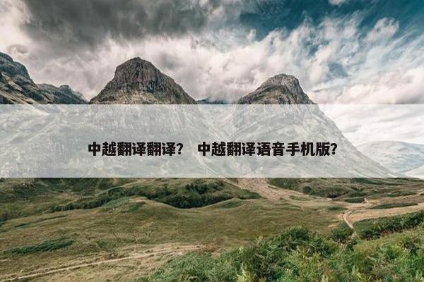 中越翻译翻译？ 中越翻译语音手机版？