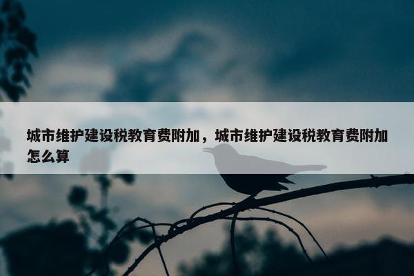 城市维护建设税教育费附加，城市维护建设税教育费附加怎么算