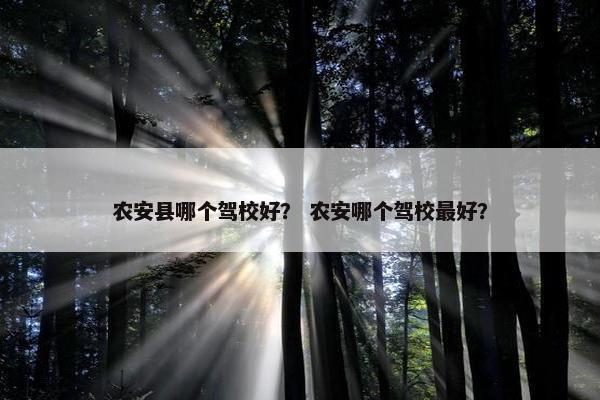 农安县哪个驾校好？ 农安哪个驾校最好？