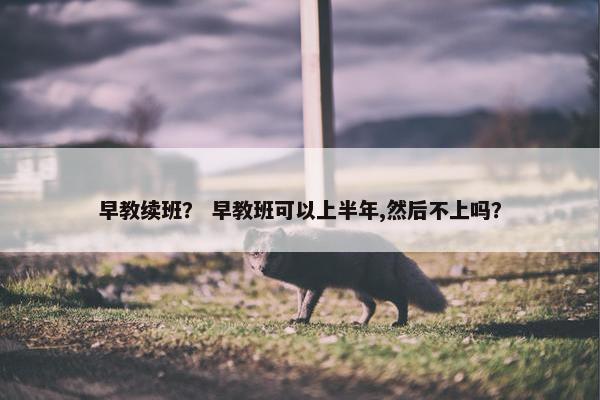 早教续班？ 早教班可以上半年,然后不上吗？
