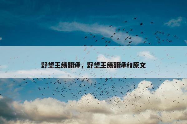 野望王绩翻译，野望王绩翻译和原文