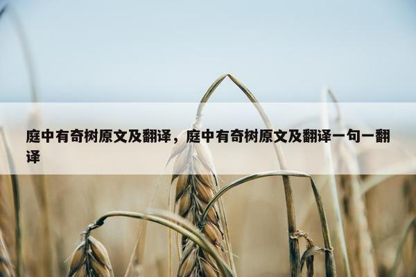 庭中有奇树原文及翻译，庭中有奇树原文及翻译一句一翻译