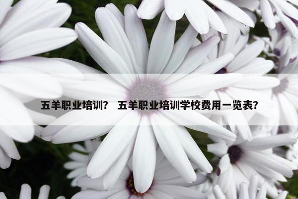 五羊职业培训？ 五羊职业培训学校费用一览表？