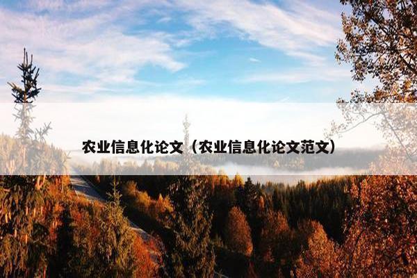 农业信息化论文（农业信息化论文范文）