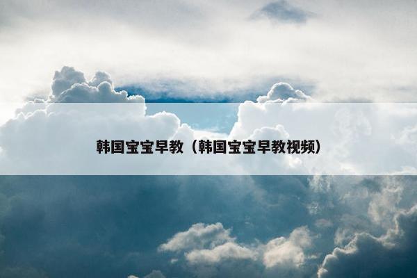 韩国宝宝早教（韩国宝宝早教视频）