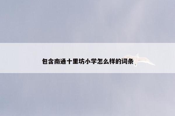 包含南通十里坊小学怎么样的词条