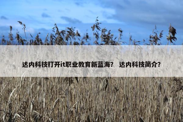 达内科技打开it职业教育新蓝海？ 达内科技简介？
