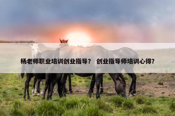 杨老师职业培训创业指导？ 创业指导师培训心得？