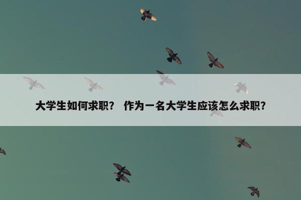 大学生如何求职？ 作为一名大学生应该怎么求职？