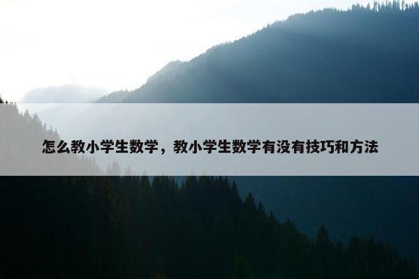 怎么教小学生数学，教小学生数学有没有技巧和方法