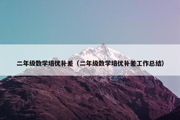 二年级数学培优补差（二年级数学培优补差工作总结）