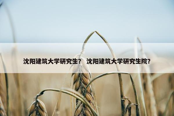 沈阳建筑大学研究生？ 沈阳建筑大学研究生院？