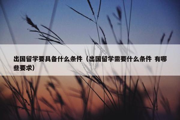 出国留学要具备什么条件（出国留学需要什么条件 有哪些要求）
