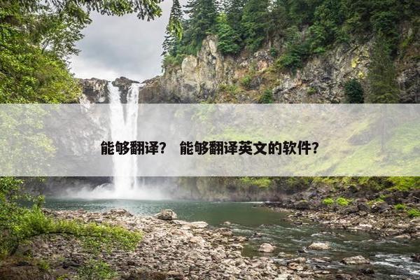 能够翻译？ 能够翻译英文的软件？