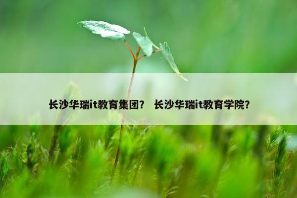 长沙华瑞it教育集团？ 长沙华瑞it教育学院？
