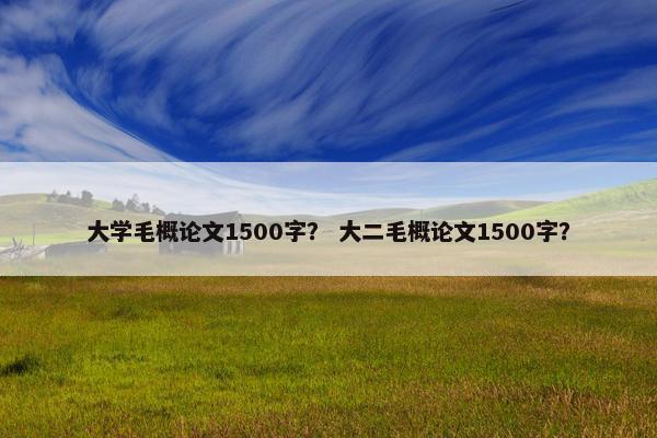 大学毛概论文1500字？ 大二毛概论文1500字？