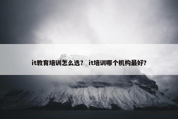 it教育培训怎么选？ it培训哪个机构最好？
