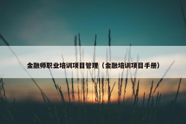 金融师职业培训项目管理（金融培训项目手册）