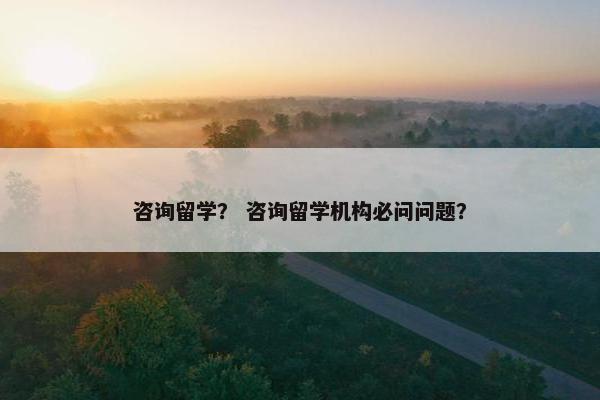 咨询留学？ 咨询留学机构必问问题？