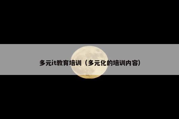 多元it教育培训（多元化的培训内容）