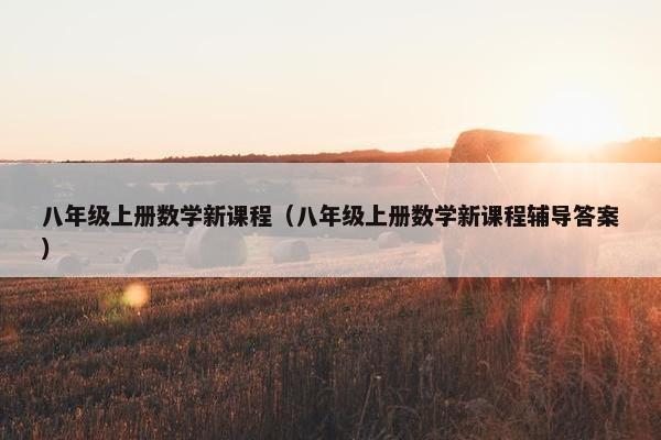 八年级上册数学新课程（八年级上册数学新课程辅导答案）