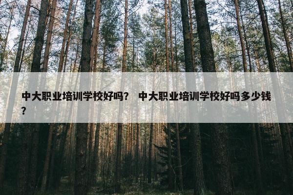 中大职业培训学校好吗？ 中大职业培训学校好吗多少钱？