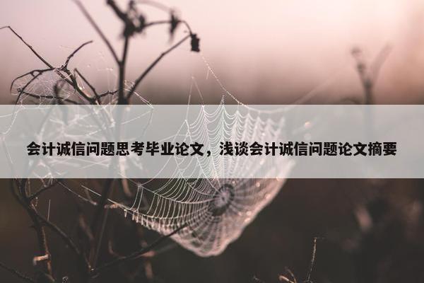 会计诚信问题思考毕业论文，浅谈会计诚信问题论文摘要