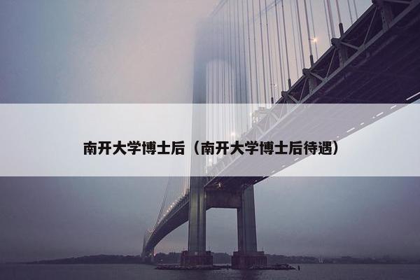南开大学博士后（南开大学博士后待遇）
