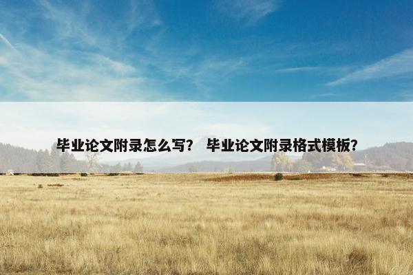 毕业论文附录怎么写？ 毕业论文附录格式模板？