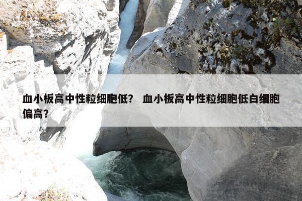 血小板高中性粒细胞低？ 血小板高中性粒细胞低白细胞偏高？