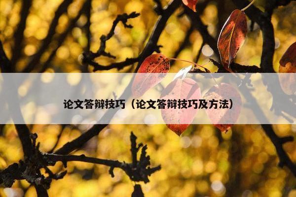 论文答辩技巧（论文答辩技巧及方法）
