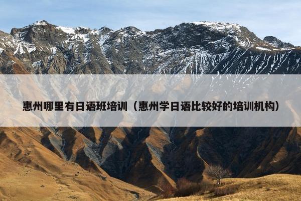 惠州哪里有日语班培训（惠州学日语比较好的培训机构）