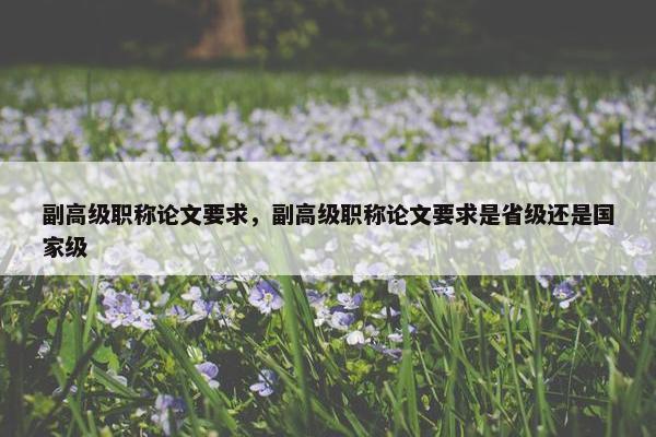 副高级职称论文要求，副高级职称论文要求是省级还是国家级