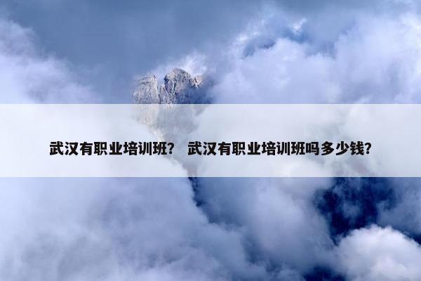 武汉有职业培训班？ 武汉有职业培训班吗多少钱？