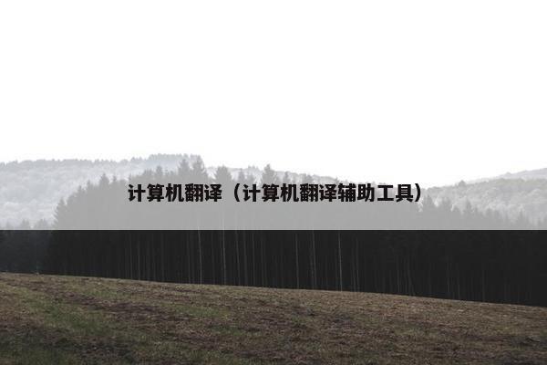 计算机翻译（计算机翻译辅助工具）