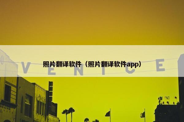 照片翻译软件（照片翻译软件app）