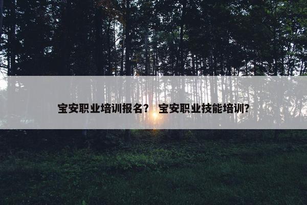 宝安职业培训报名？ 宝安职业技能培训？