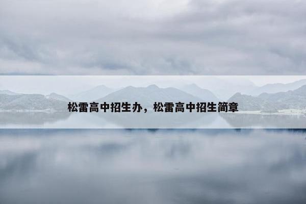 松雷高中招生办，松雷高中招生简章