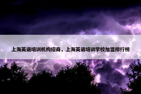上海英语培训机构招商，上海英语培训学校加盟排行榜