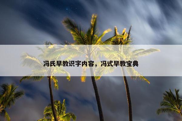 冯氏早教识字内容，冯式早教宝典
