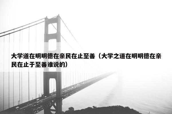 大学道在明明德在亲民在止至善（大学之道在明明德在亲民在止于至善谁说的）