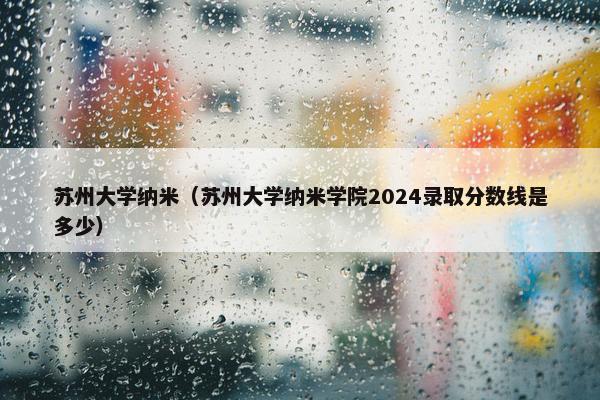 苏州大学纳米（苏州大学纳米学院2024录取分数线是多少）