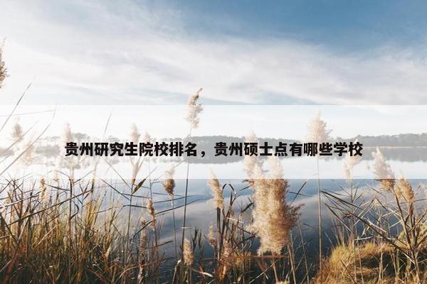 贵州研究生院校排名，贵州硕士点有哪些学校