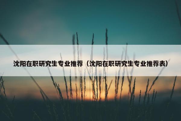沈阳在职研究生专业推荐（沈阳在职研究生专业推荐表）