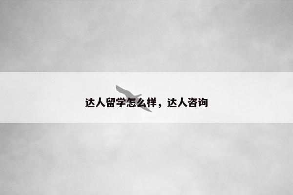 达人留学怎么样，达人咨询