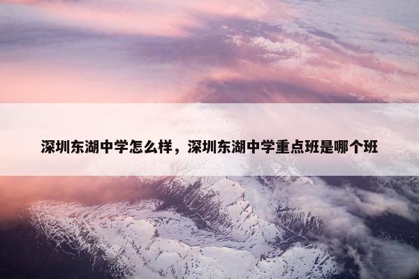 深圳东湖中学怎么样，深圳东湖中学重点班是哪个班