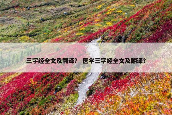 三字经全文及翻译？ 医学三字经全文及翻译？