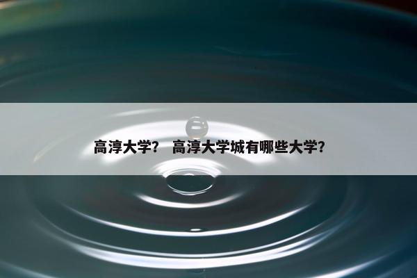高淳大学？ 高淳大学城有哪些大学？